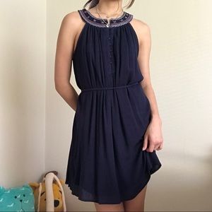 Navy blue boho dress